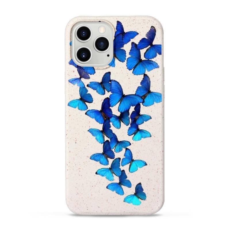 Blue Butterfly - White Printed Eco-Friendly Compostable Mobile Phone Case - Minca Cases