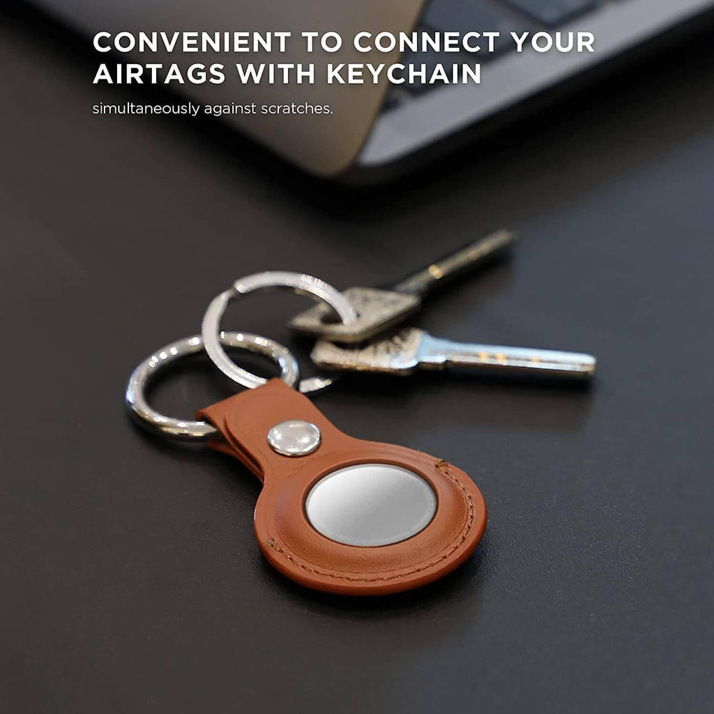 Leather AirTag Key Chain Protective Ring Case - Minca Cases