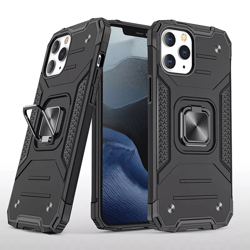 Black Hybrid Shockproof Ring Stand - Mobile Phone Case - Minca Cases
