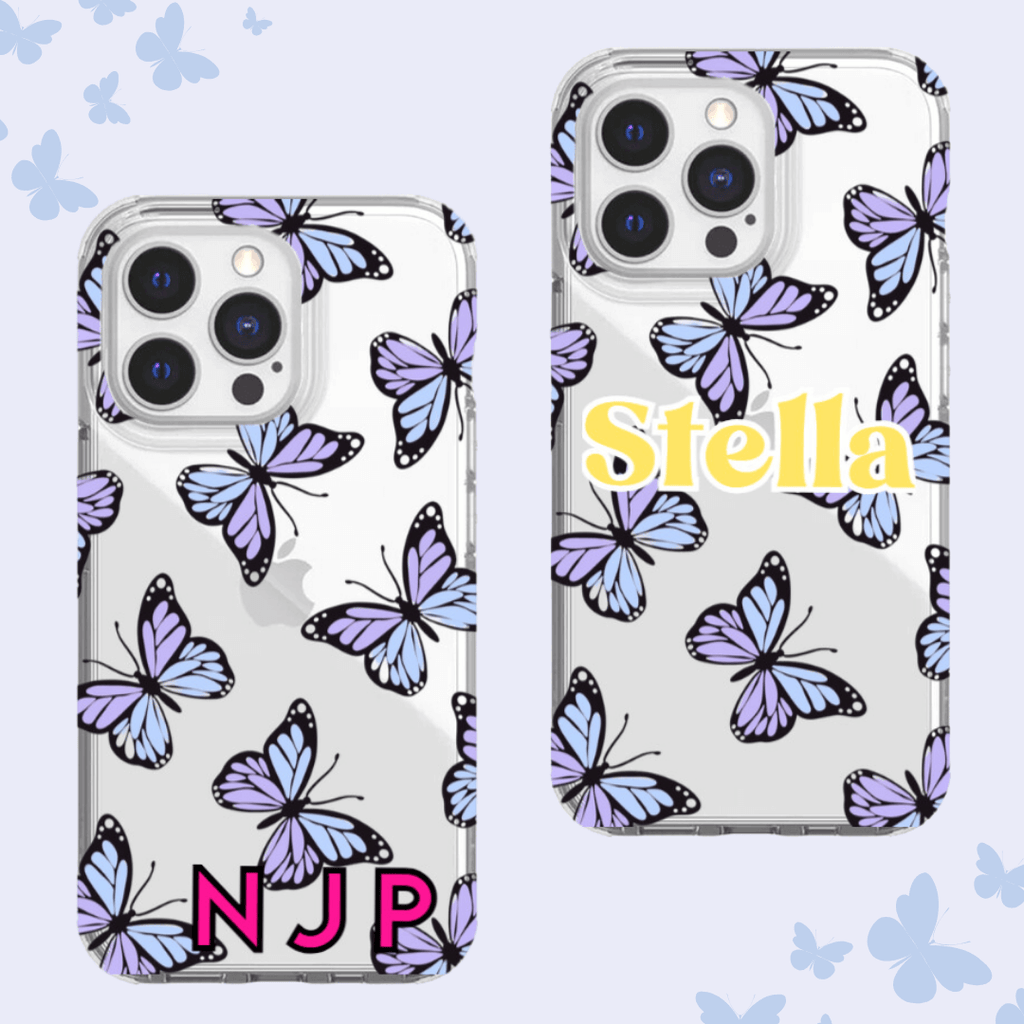 Blue Butterfly Custom Personalised Name Mobile Phone Case - Minca Cases