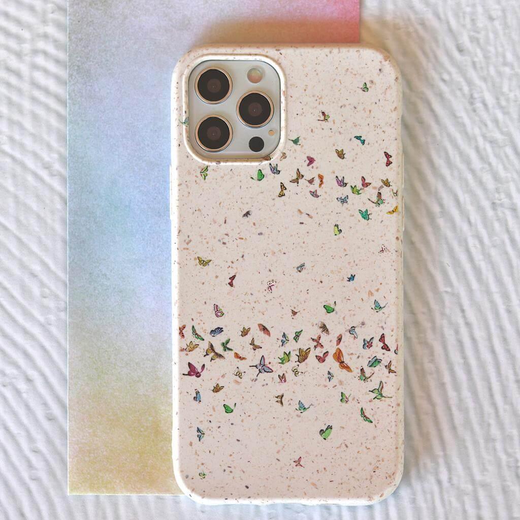 Butterfly Field - White Printed Eco-Friendly Compostable Mobile Phone Case - Minca Cases