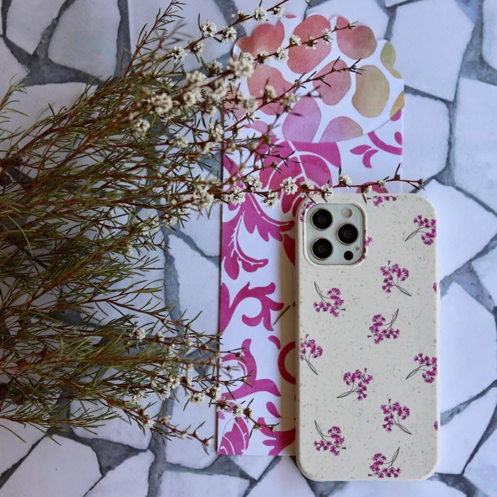 Pink Flower Bar - White Printed Eco-Friendly Compostable Mobile Phone Case - Minca Cases