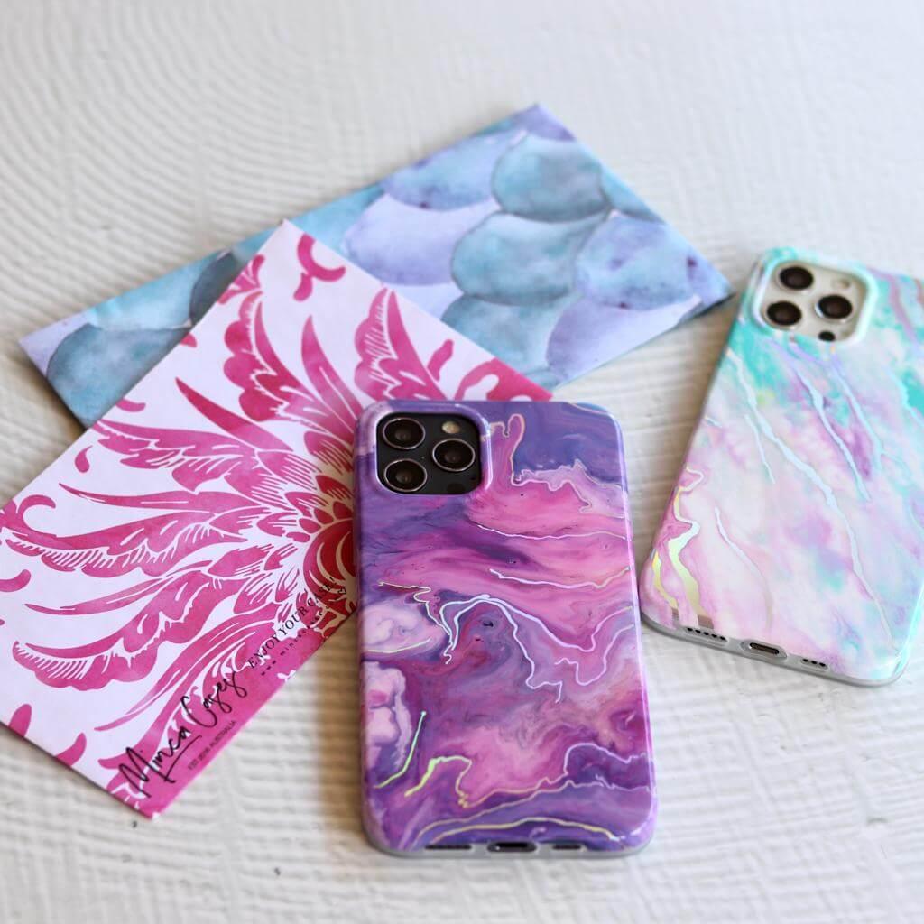 Purple Galaxy Holographic Marble Phone Case - Minca Cases
