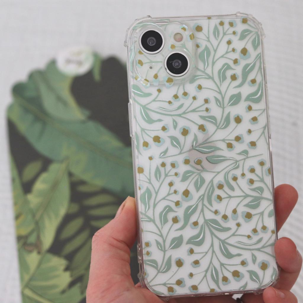 Sage Green Floral - Protective Anti-Knock Mobile Phone Case - Minca Cases