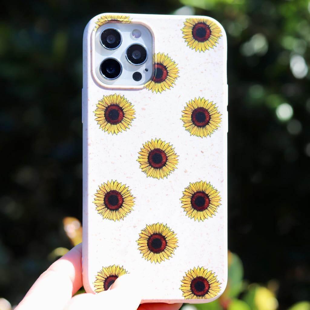 Sunflower Dream - White Printed Eco-Friendly Compostable Mobile Phone Case - Minca Cases