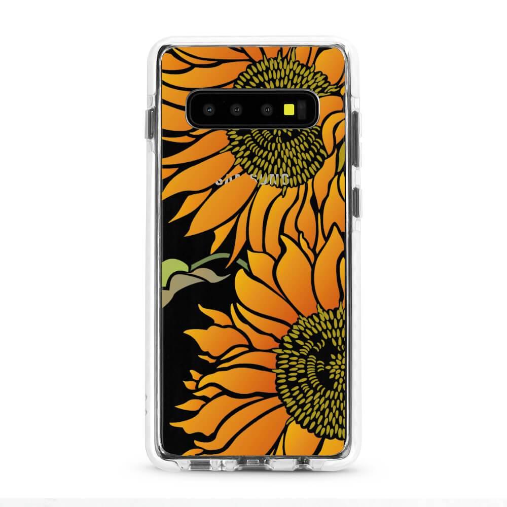 Sunflower Stencil - Protective White Bumper Mobile Phone Case - Minca Cases