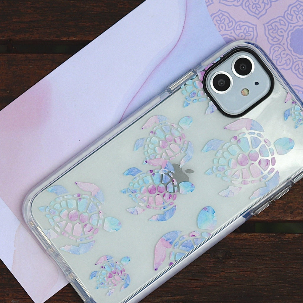 Watercolour Turtle - Protective White Bumper Mobile Phone Case - Minca Cases